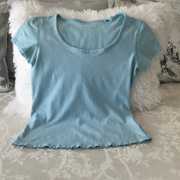 Ellen Tracy Women’s Baby Blue Short Sleeve Scoop Neck T-Shirt - Picture 2 of 7